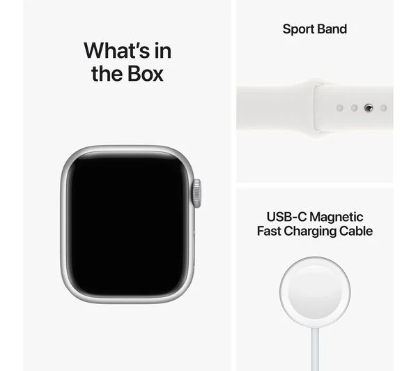 APPLE Watch Series 8 Cellular - Silver with White Sports Band, 41mm - Pristine - Image 10