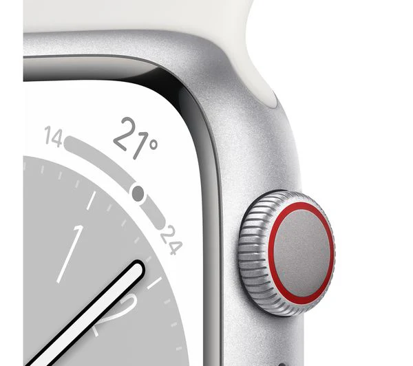 APPLE Watch Series 8 Cellular - Silver with White Sports Band, 41mm - Pristine - Image 3