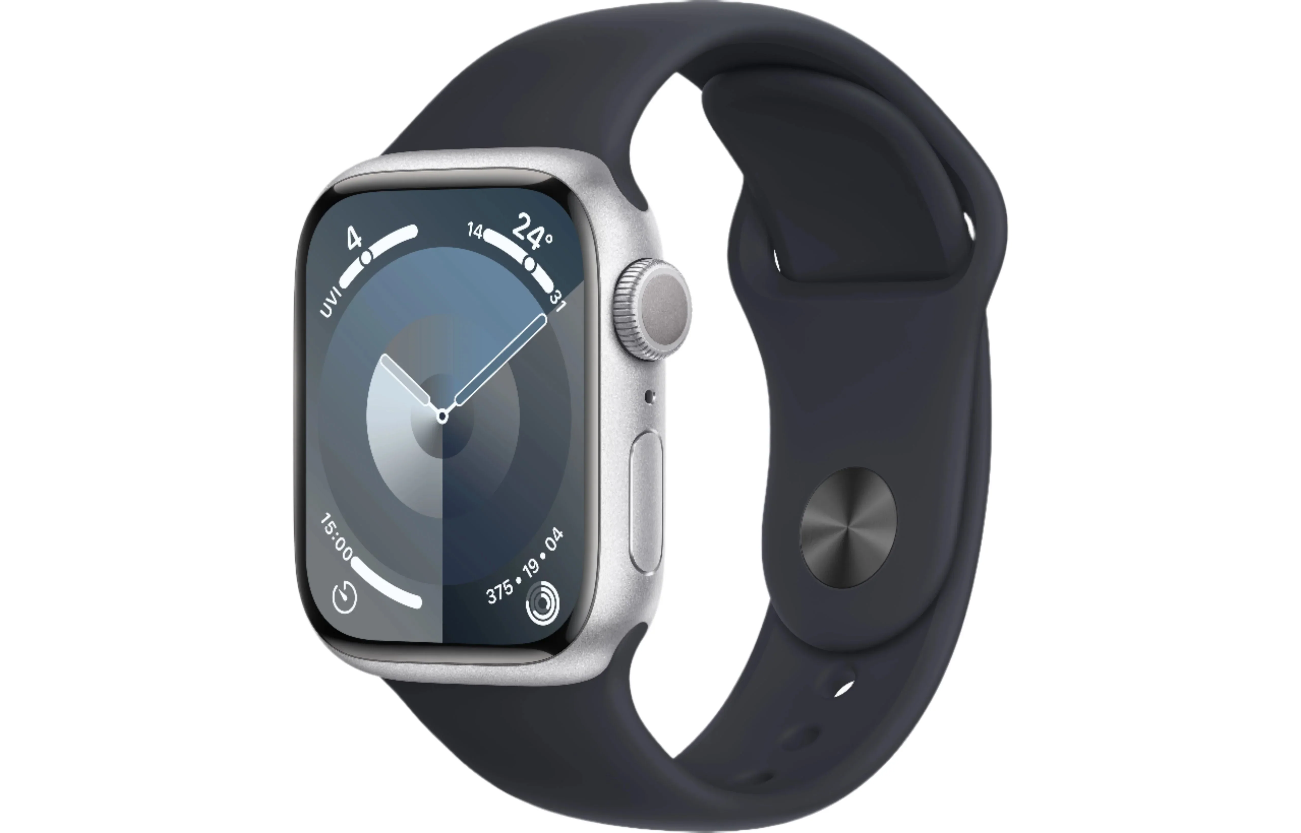 Apple Watch Series 8 GPS, 41mm Silver Aluminium Case with Midnight Sport Band - M/L - Acceptable