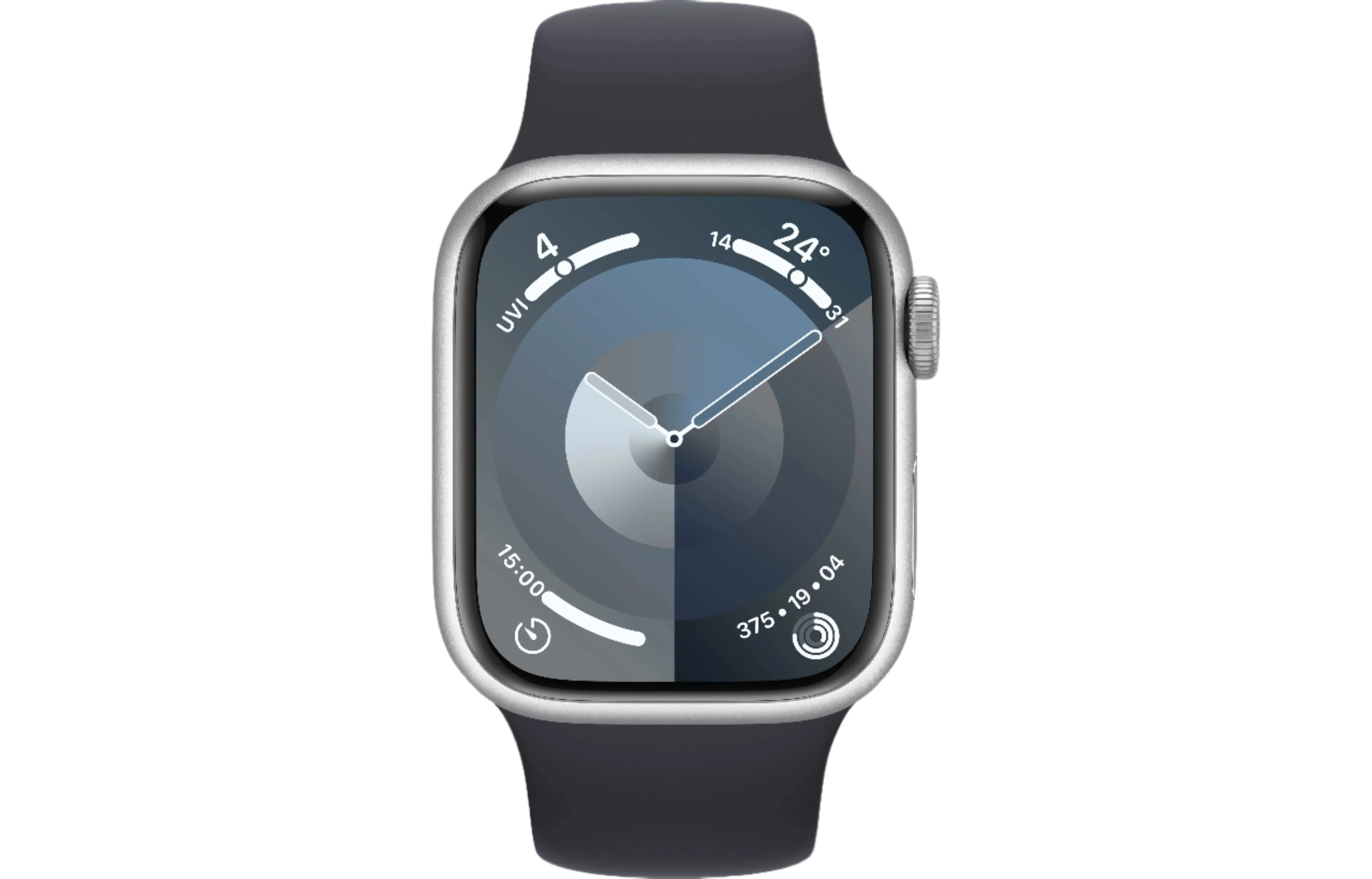 Apple Watch Series 8 GPS, 41mm Silver Aluminium Case with Midnight Sport Band - M/L - Acceptable - Image 2