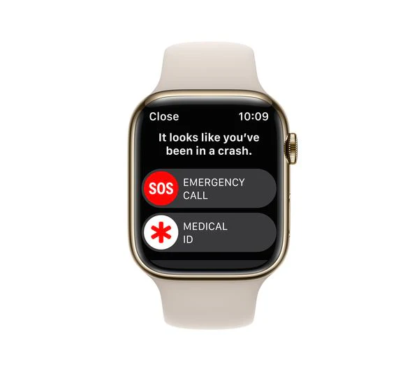 Apple Watch Series 8 GPS + Cellular, 45mm Gold Stainless Steel Case with Starlight Sports Band - Very Good - Image 6
