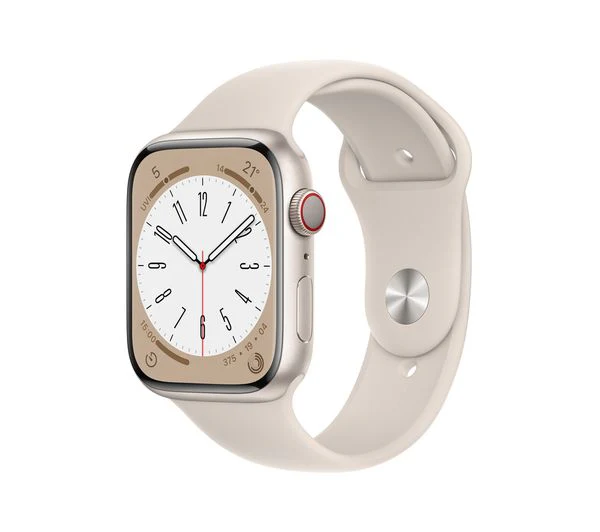 Apple Watch Series 8 GPS + Cellular, 45mm Starlight Aluminium Case with Starlight Sport Band - Acceptable