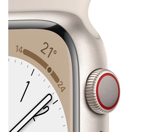 Apple Watch Series 8 GPS + Cellular, 45mm Starlight Aluminium Case with Starlight Sport Band - Acceptable - Image 3