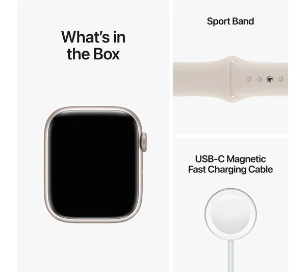 Apple Watch Series 8 GPS + Cellular, 45mm Starlight Aluminium Case with Starlight Sport Band - Acceptable - Image 5