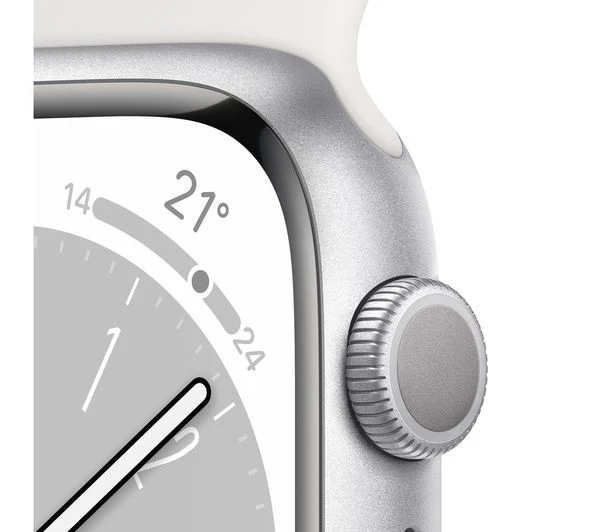 APPLE Watch Series 8 - Silver with White Sports Band, 41mm - Acceptable - Image 4