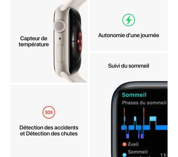 APPLE Watch Series 8 - Silver with White Sports Band, 41mm - Acceptable - Image 6