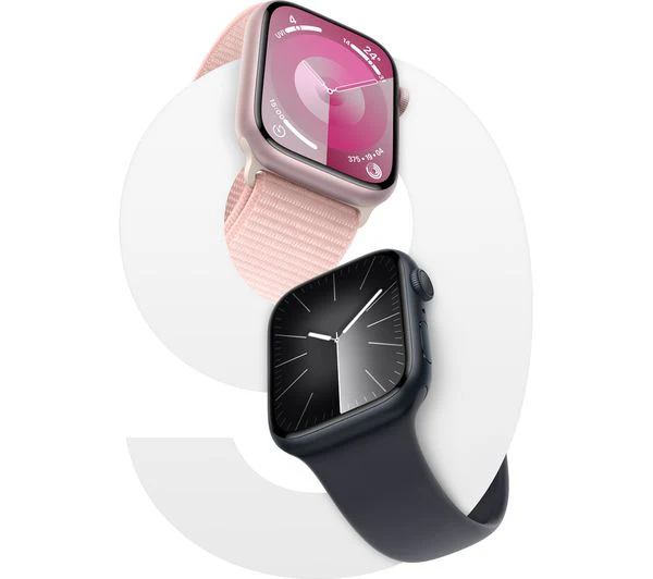 Apple Watch Series 9 GPS, 41mm Midnight Aluminium Case with Storm Blue Sport Band - M/L - Pristine - Image 3