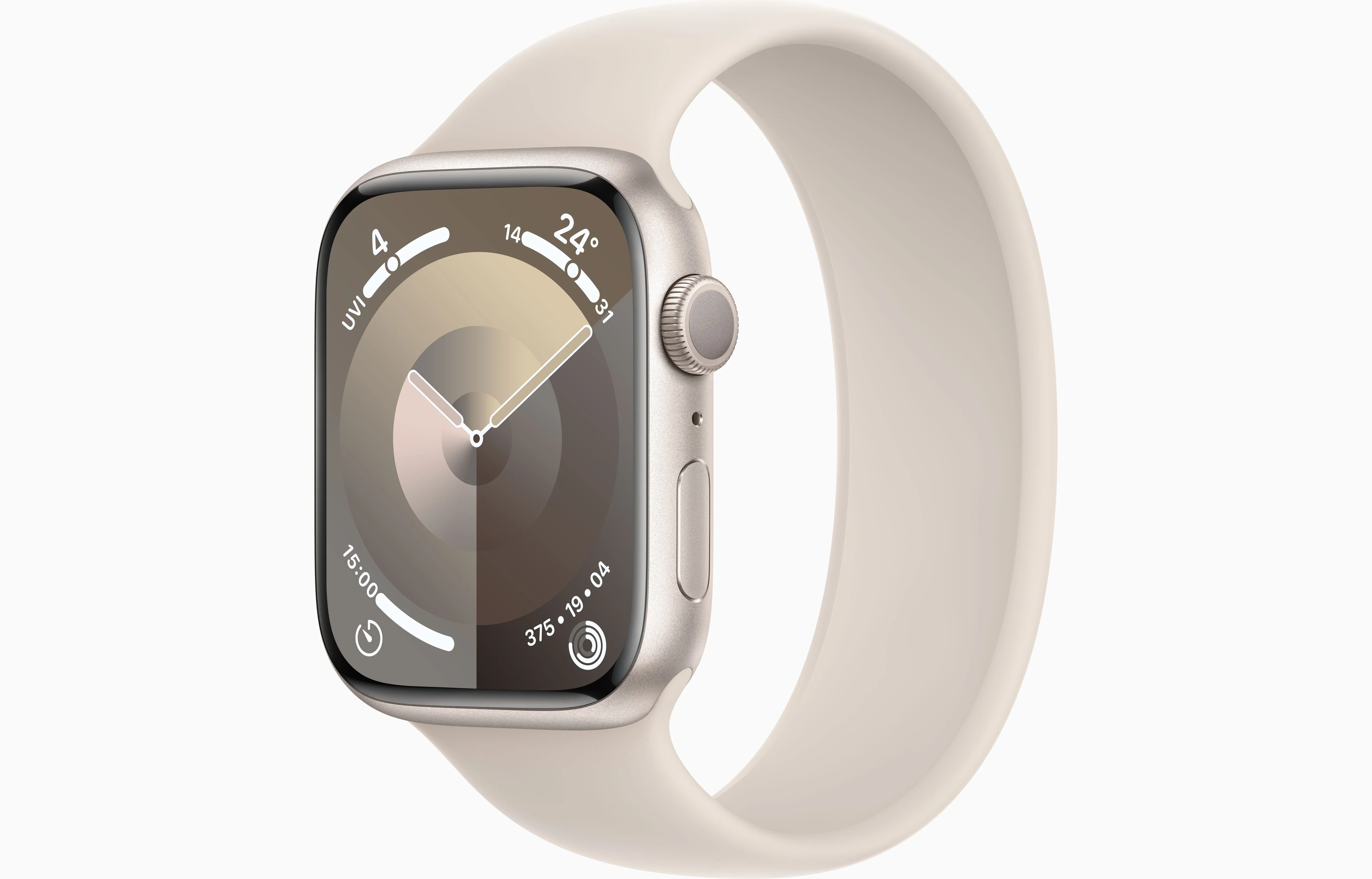 Apple Watch Series 9 GPS, 45mm Starlight Aluminium Case with Starlight Solo Loop - Size 5 - Good