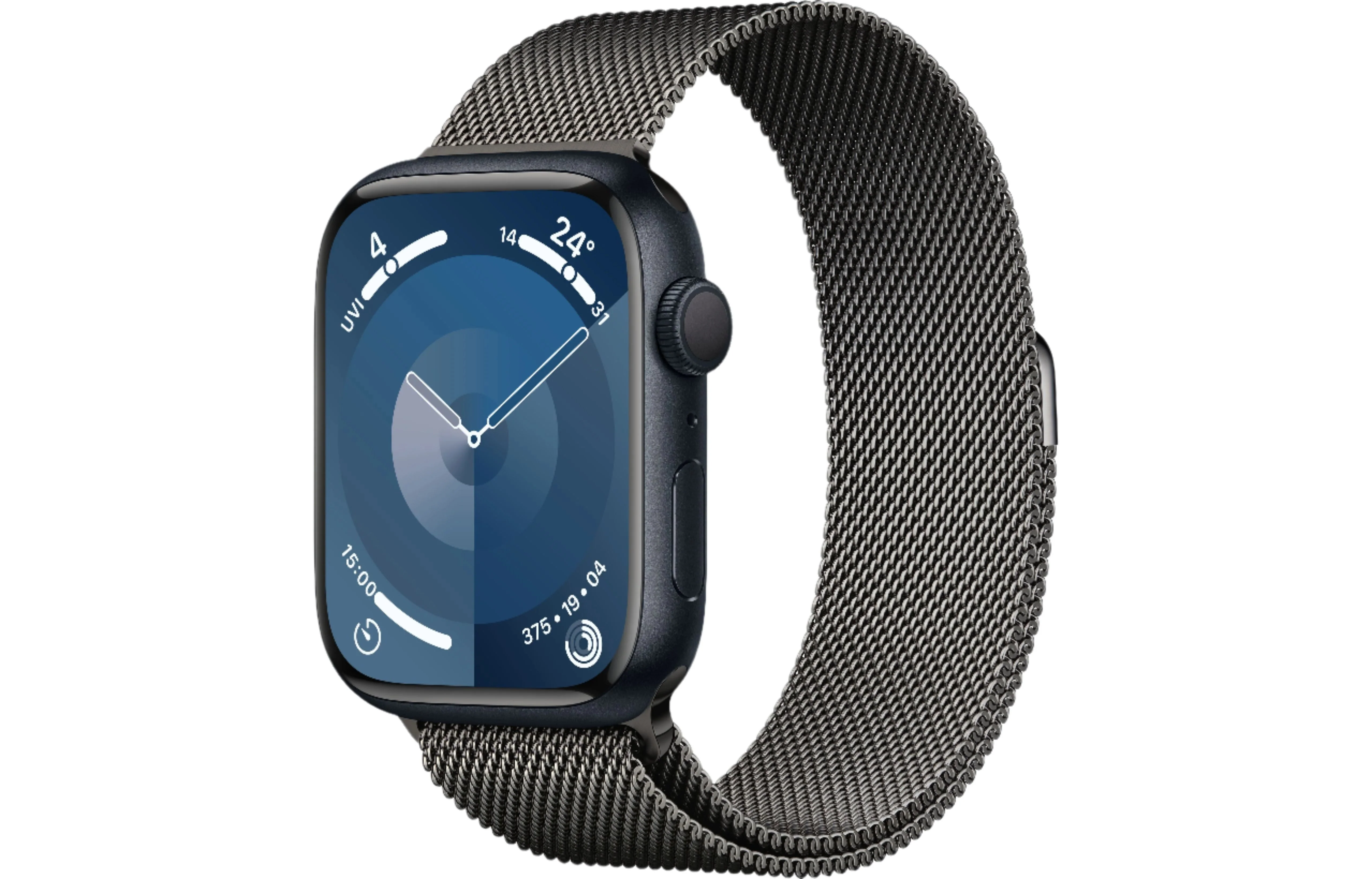 Apple Watch Series 9 GPS, 45mm Midnight Aluminium Case with Graphite Milanese Loop - Good