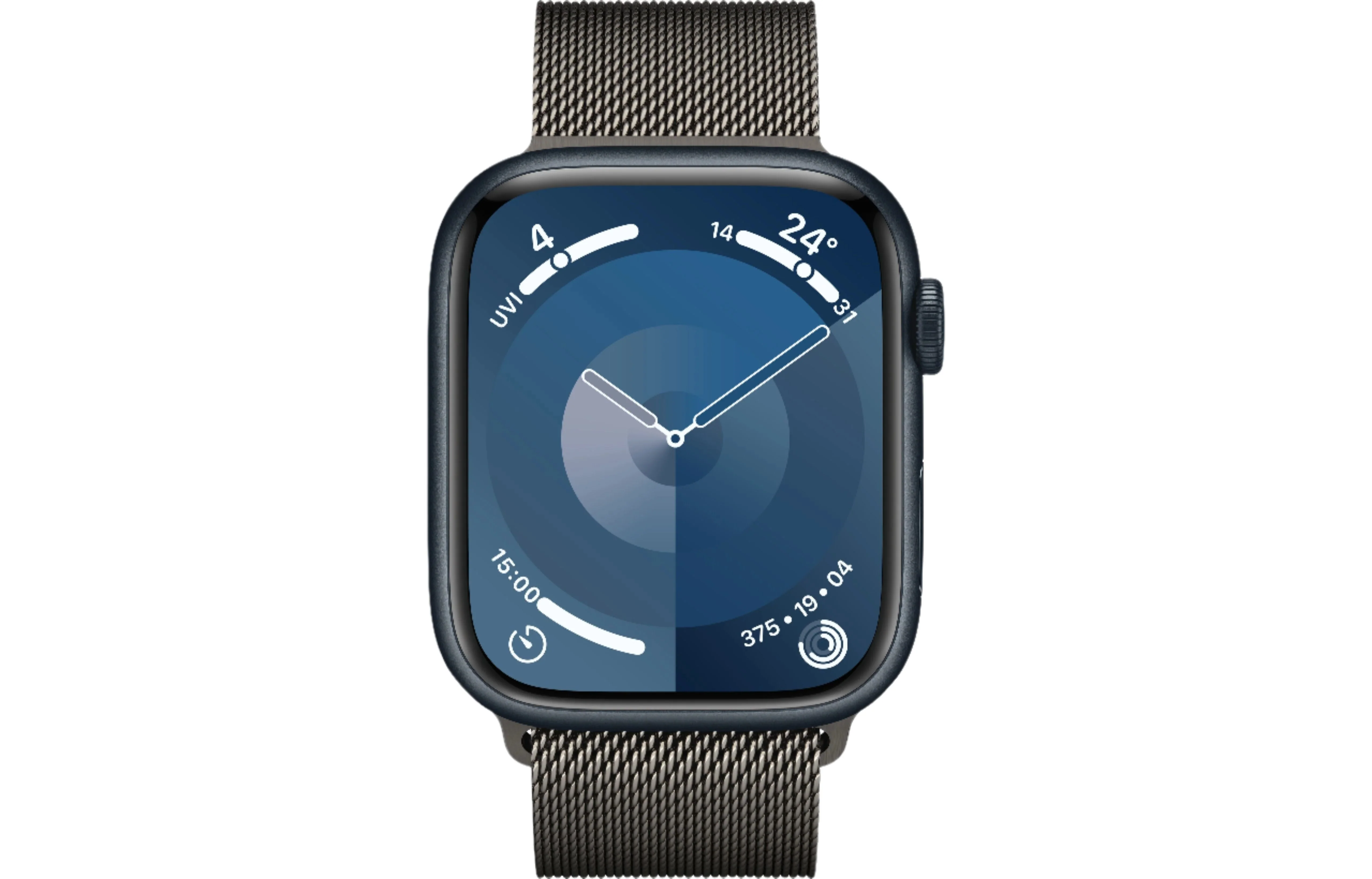 Apple Watch Series 9 GPS, 45mm Midnight Aluminium Case with Graphite Milanese Loop - Good - Image 2