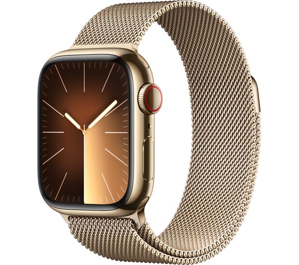 Apple Watch Series 9 GPS + Cellular, 41mm Gold Stainless Steel Case with Gold Milanese Loop - Pristine