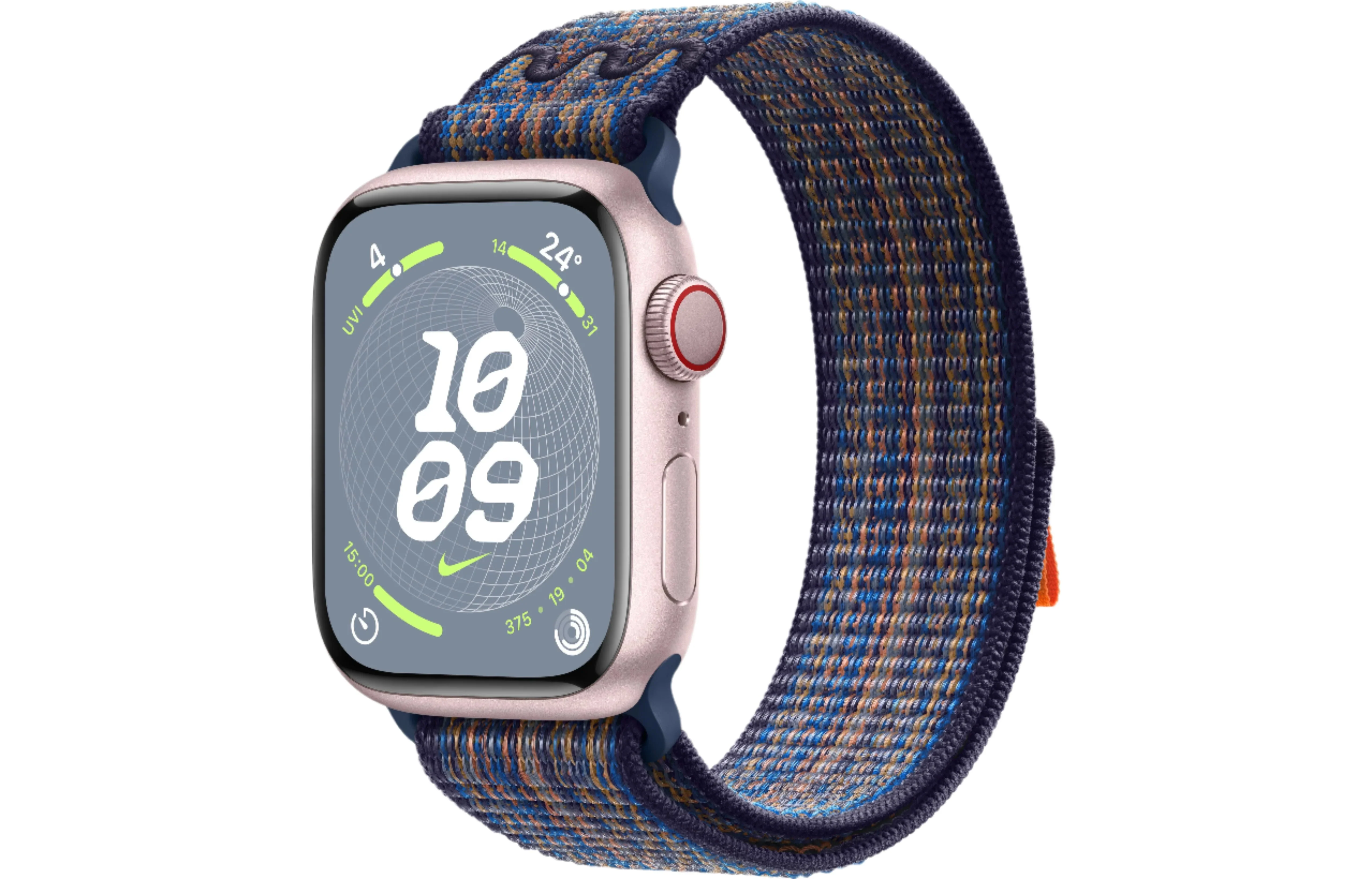 Apple Watch Series 9 GPS + Cellular, 41mm Pink Aluminium Case with Game Royal/Orange Nike Sport Loop - Pristine