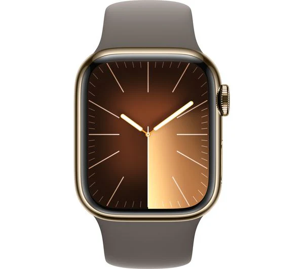 Apple Watch Series 9 GPS + Cellular, 45mm Gold Stainless Steel Case with Clay Sport Band - M/L - Pristine - Image 2
