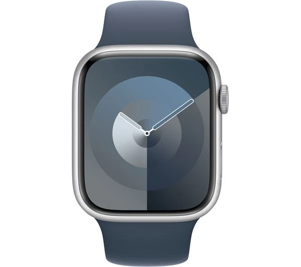 Apple Watch Series 9 GPS + Cellular, 45mm Silver Aluminium Case with Storm Blue Sport Band - S/M - Pristine - Image 2
