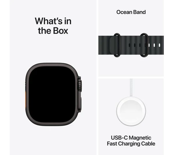 APPLE Watch Ultra 2 Cellular - 49mm Black Titanium Case with Black Ocean Band - Acceptable - Image 9