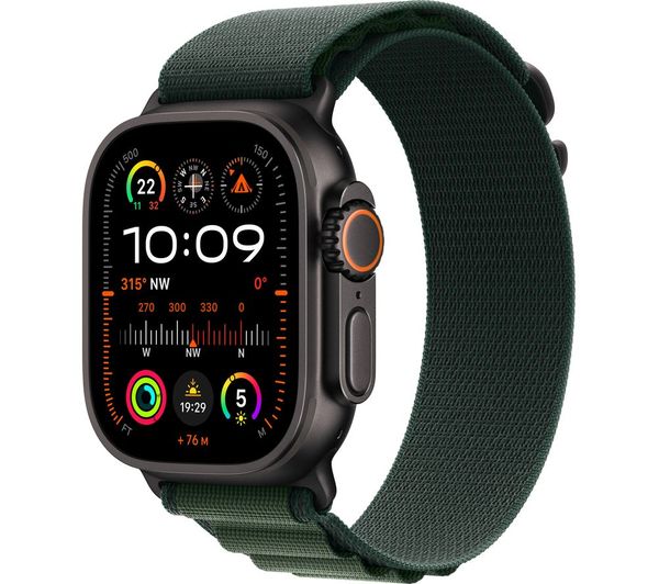 APPLE Watch Ultra 2 Cellular - 49mm Black Titanium Case with Dark Green Alpine Loop, Large - Very Good