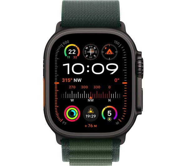 Apple Watch Ultra 2 Cellular 49mm Black Titanium with Dark Green Alpine Loop – Pristine - Image 2