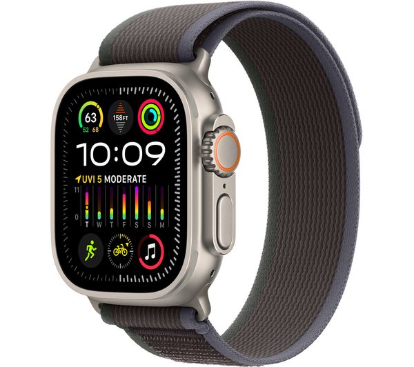 APPLE Watch Ultra 2 Cellular - 49mm Titanium Case with Black & Blue Trail Loop, S/M - Pristine
