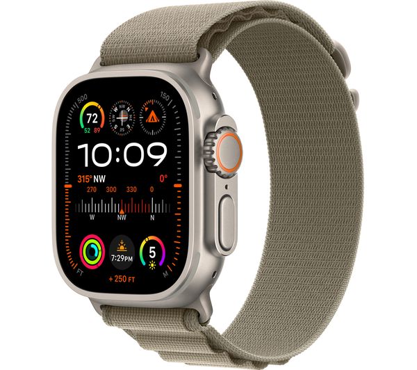 APPLE Watch Ultra 2 Cellular - 49mm Titanium Case with Olive Alpine Loop, Medium - Pristine