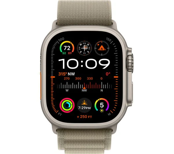APPLE Watch Ultra 2 Cellular - 49mm Titanium Case with Olive Alpine Loop, Medium - Pristine - Image 2