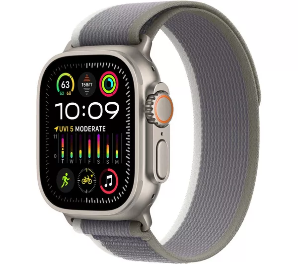 Apple Watch Ultra 2 GPS + Cellular, 49mm Titanium Case with Green/Grey Trail Loop - Pristine