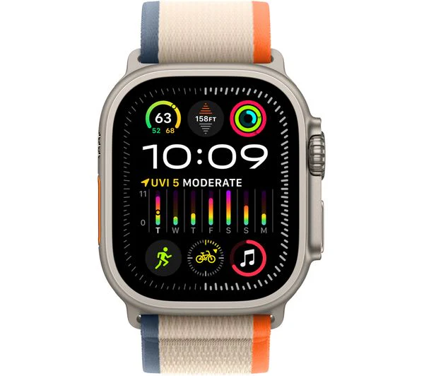 Apple Watch Ultra 2 GPS + Cellular, 49mm Titanium Case with Orange & Beige Trail Loop, S/M - Very Good - Image 2