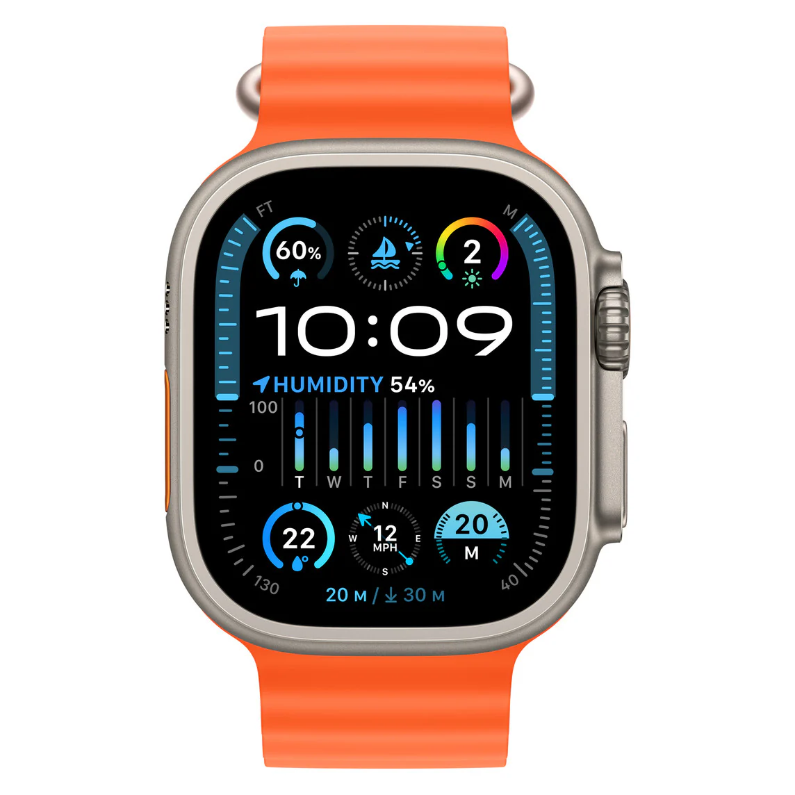 Apple Watch Ultra 2 GPS + Cellular Titanium 49MM Orange Ocean Band - Very Good - Image 2