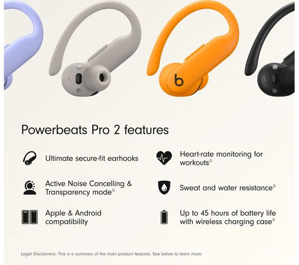 BEATS Powerbeats Pro 2 Wireless Bluetooth Noise-Cancelling Sports Earbuds - Electric Orange - Good - Image 2