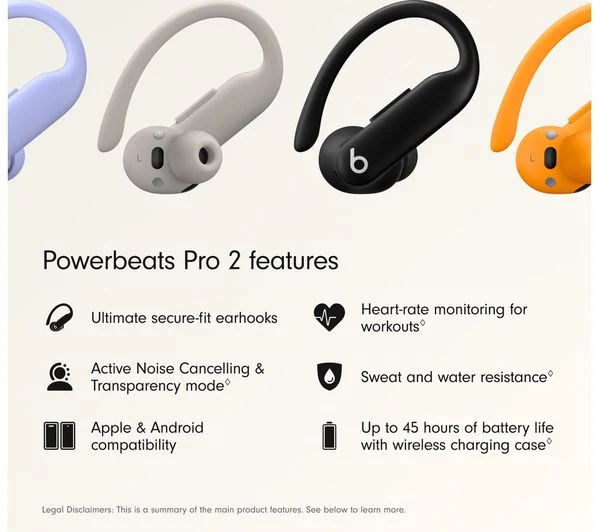 BEATS Powerbeats Pro 2 Wireless Bluetooth Noise-Cancelling Sports Earbuds - Jet Black - Very Good - Image 2