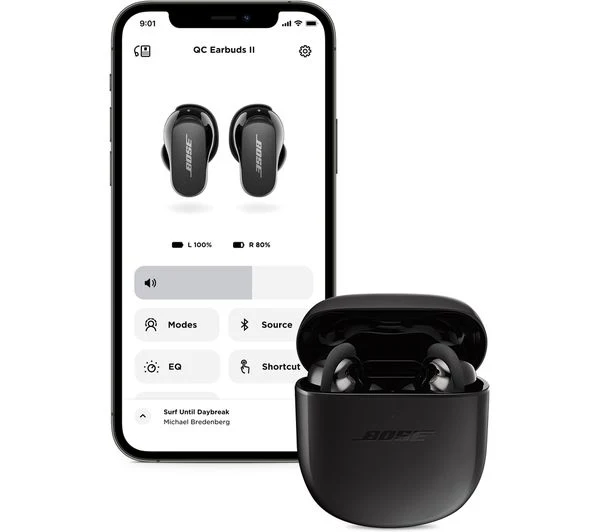 BOSE QuietComfort II Wireless Bluetooth Noise-Cancelling Earbuds - Triple Black - Good - Image 7