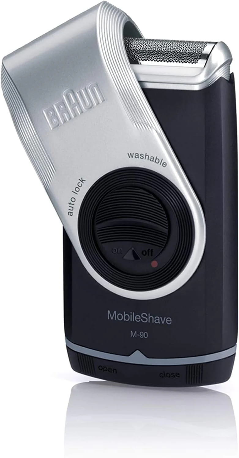 Braun PocketGo Mobile Shave Electric Travel Shaver, for On The Go, Fully Washable, M90, Black/Silver - Image 3