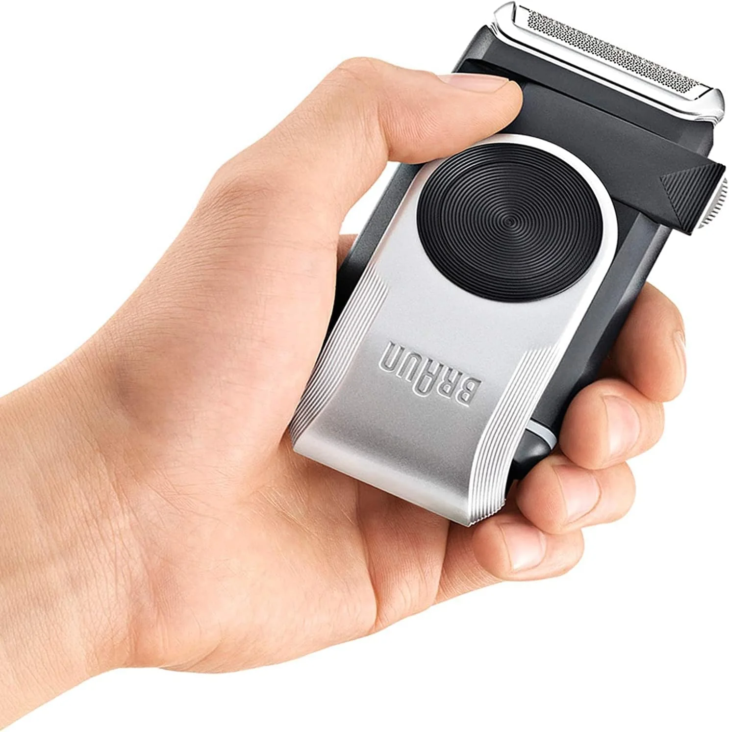 Braun PocketGo Mobile Shave Electric Travel Shaver, for On The Go, Fully Washable, M90, Black/Silver - Image 4