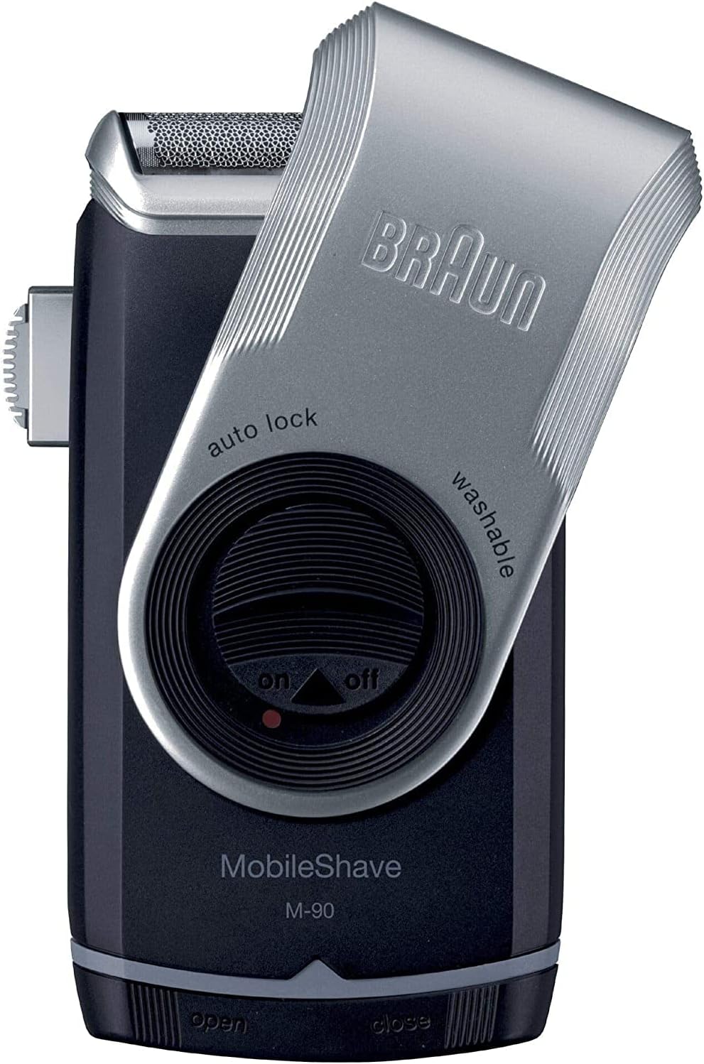 Braun PocketGo Mobile Shave Electric Travel Shaver, for On The Go, Fully Washable, M90, Black/Silver - Image 6