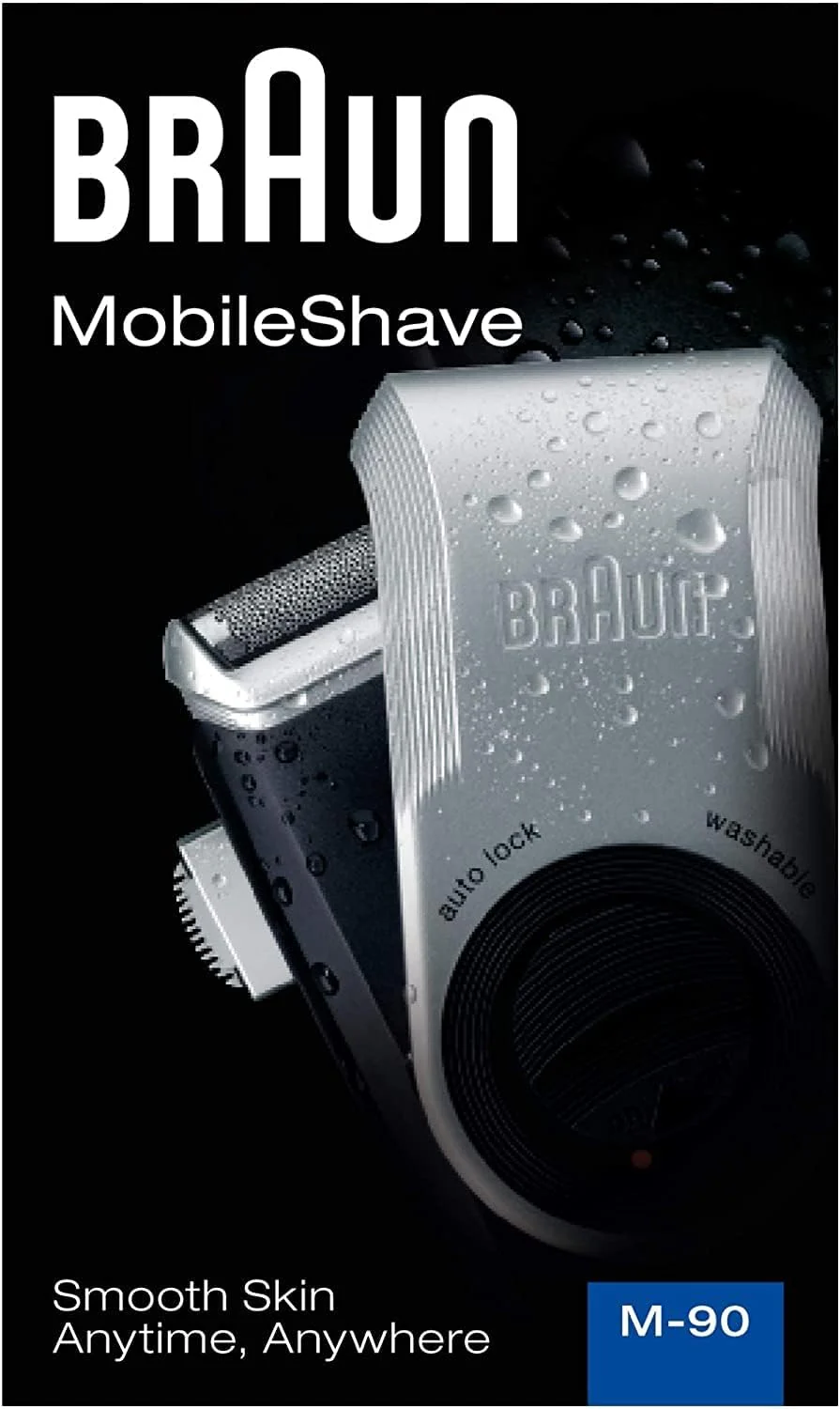 Braun PocketGo Mobile Shave Electric Travel Shaver, for On The Go, Fully Washable, M90, Black/Silver - Image 7
