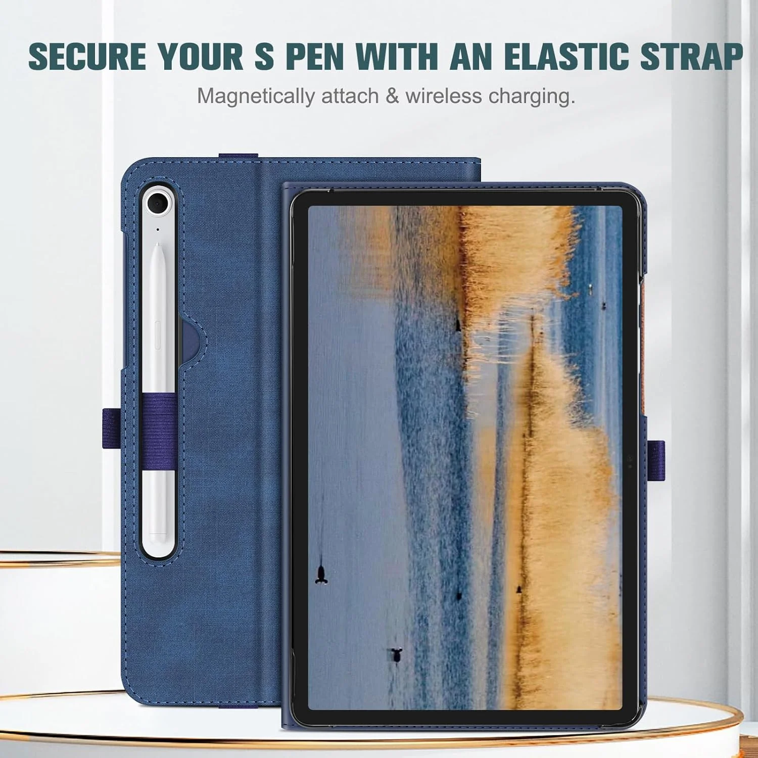 Fintie Case for Samsung Galaxy Tab S9 FE 5G 10.9 Inch/Galaxy Tab S9 11 Inch 2023, Multi-Angle Viewing Protective Cover with Pocket, Auto Sleep/Wake, Denim Blue/Brown - Image 2