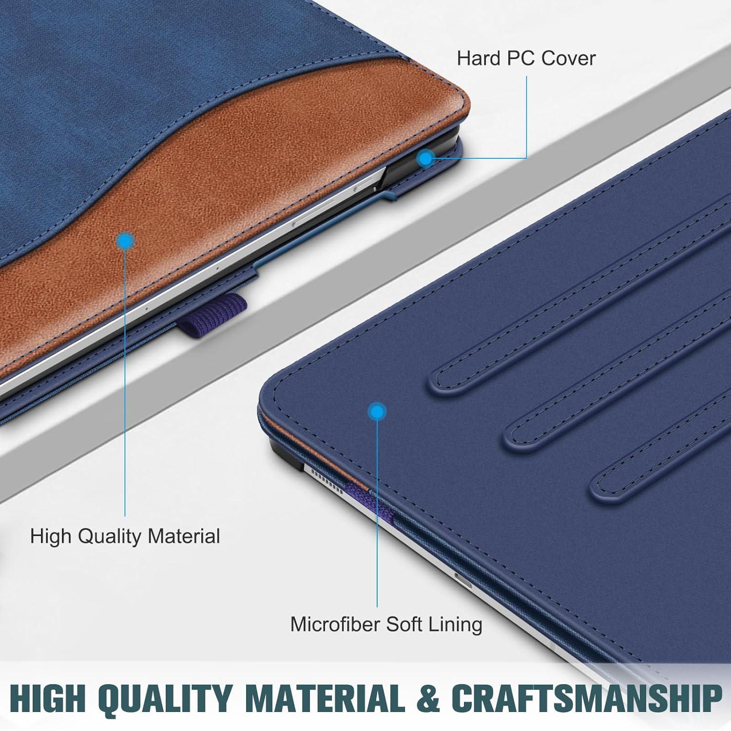 Fintie Case for Samsung Galaxy Tab S9 FE 5G 10.9 Inch/Galaxy Tab S9 11 Inch 2023, Multi-Angle Viewing Protective Cover with Pocket, Auto Sleep/Wake, Denim Blue/Brown - Image 6