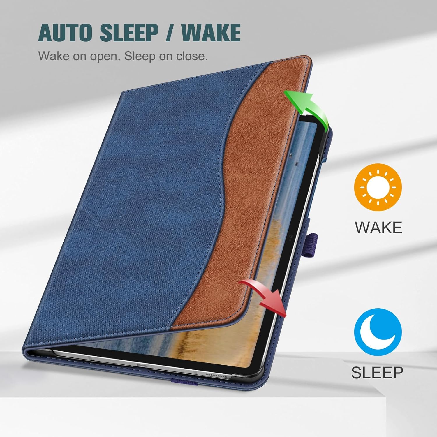 Fintie Case for Samsung Galaxy Tab S9 FE 5G 10.9 Inch/Galaxy Tab S9 11 Inch 2023, Multi-Angle Viewing Protective Cover with Pocket, Auto Sleep/Wake, Denim Blue/Brown - Image 7