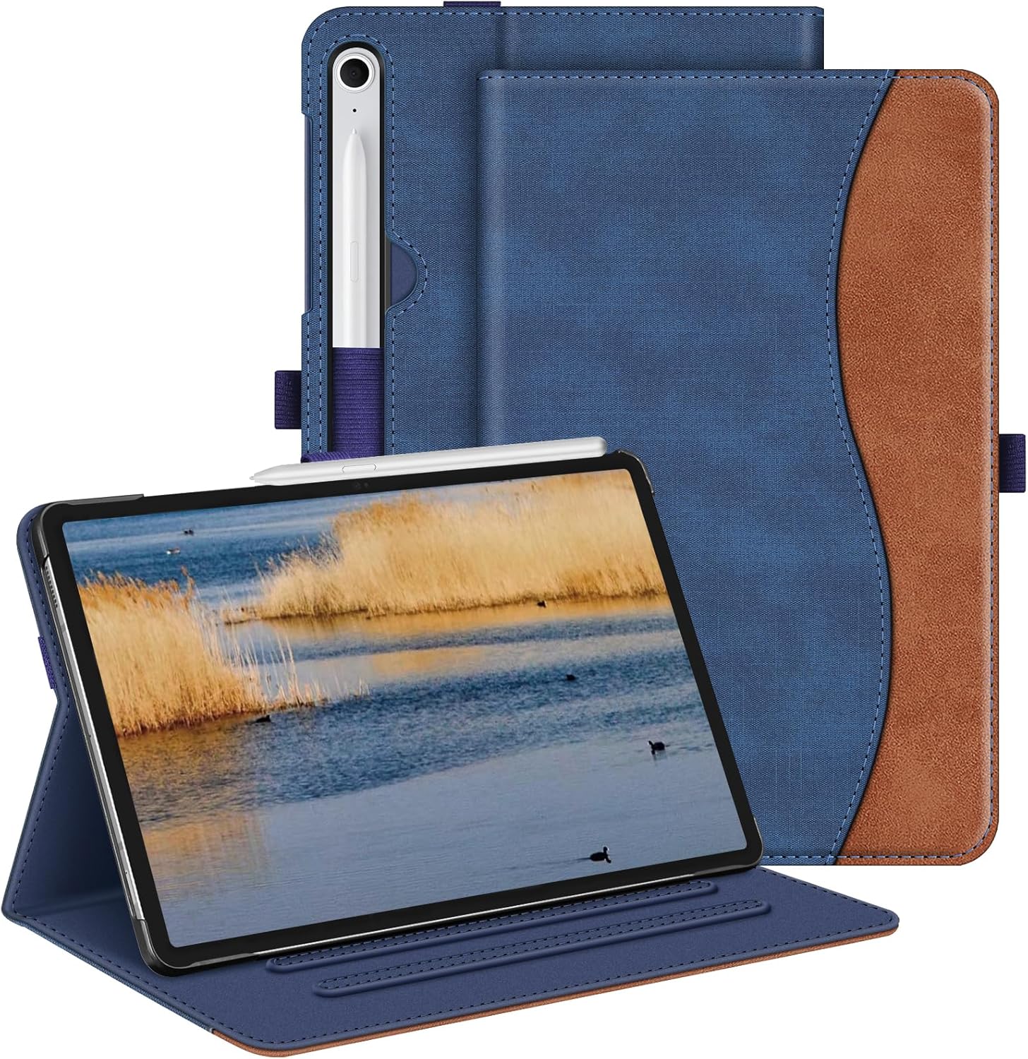 Fintie Case for Samsung Galaxy Tab S9 FE 5G 10.9 Inch/Galaxy Tab S9 11 Inch 2023, Multi-Angle Viewing Protective Cover with Pocket, Auto Sleep/Wake, Denim Blue/Brown - Image 9