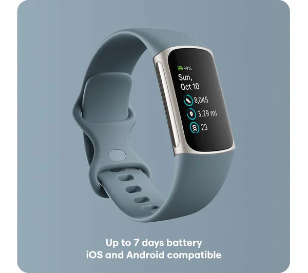 FITBIT Charge 5 Fitness Tracker - Steel Blue, Universal - Acceptable - Image 2