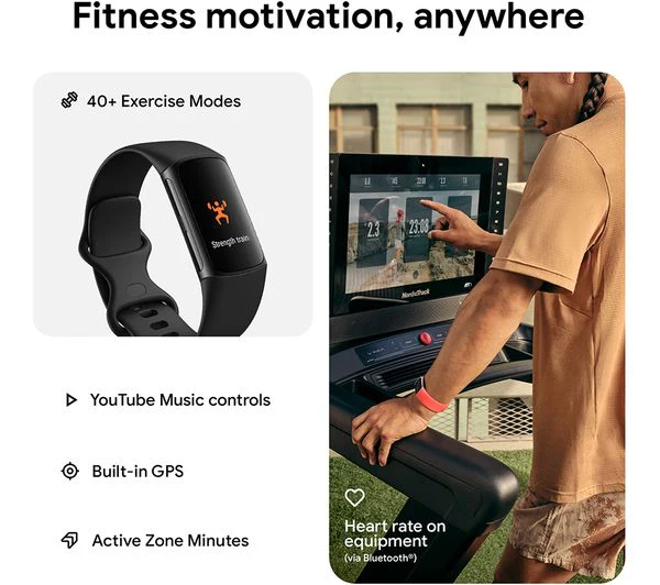 FITBIT Charge 6 Fitness Tracker - Obsidian, Silicone Strap, Universal - Acceptable - Image 5