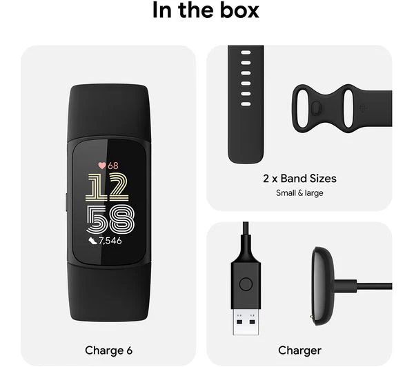 FITBIT Charge 6 Fitness Tracker - Obsidian, Silicone Strap, Universal - Acceptable - Image 7