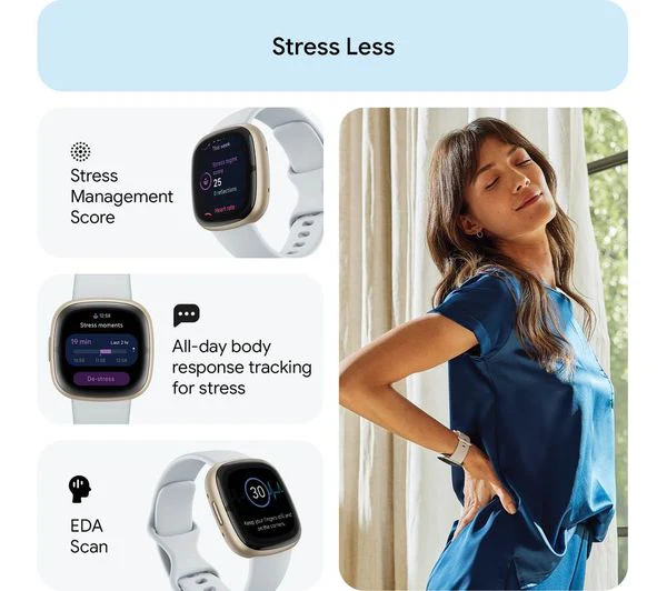 FITBIT Sense 2 Smart Watch - Blue Mist & Soft Gold - Good - Image 3