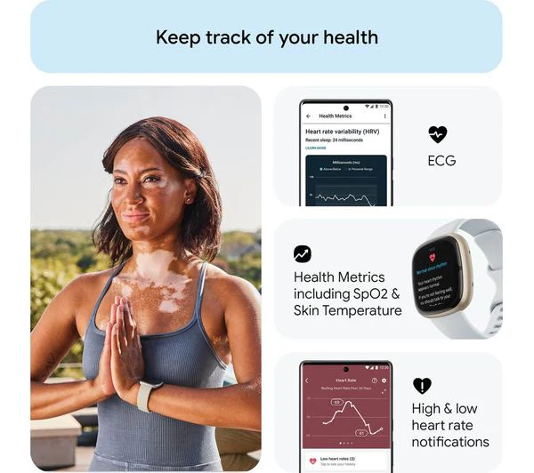FITBIT Sense 2 Smart Watch - Blue Mist & Soft Gold - Good - Image 7