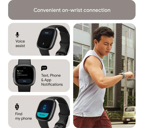 PRE OWNED FITBIT Versa 4 Smart Watch - Black & Graphite - Acceptable - Image 5