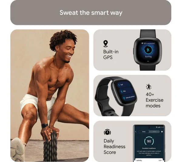 PRE OWNED FITBIT Versa 4 Smart Watch - Black & Graphite - Acceptable - Image 6