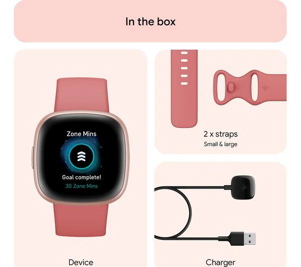FITBIT Versa 4 Smart Watch - Pink Sand & Copper Rose - Acceptable - Image 2