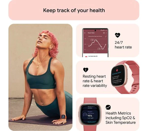 FITBIT Versa 4 Smart Watch - Pink Sand & Copper Rose - Acceptable - Image 4