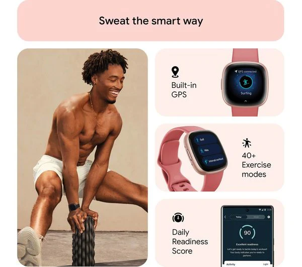 FITBIT Versa 4 Smart Watch - Pink Sand & Copper Rose - Acceptable - Image 6