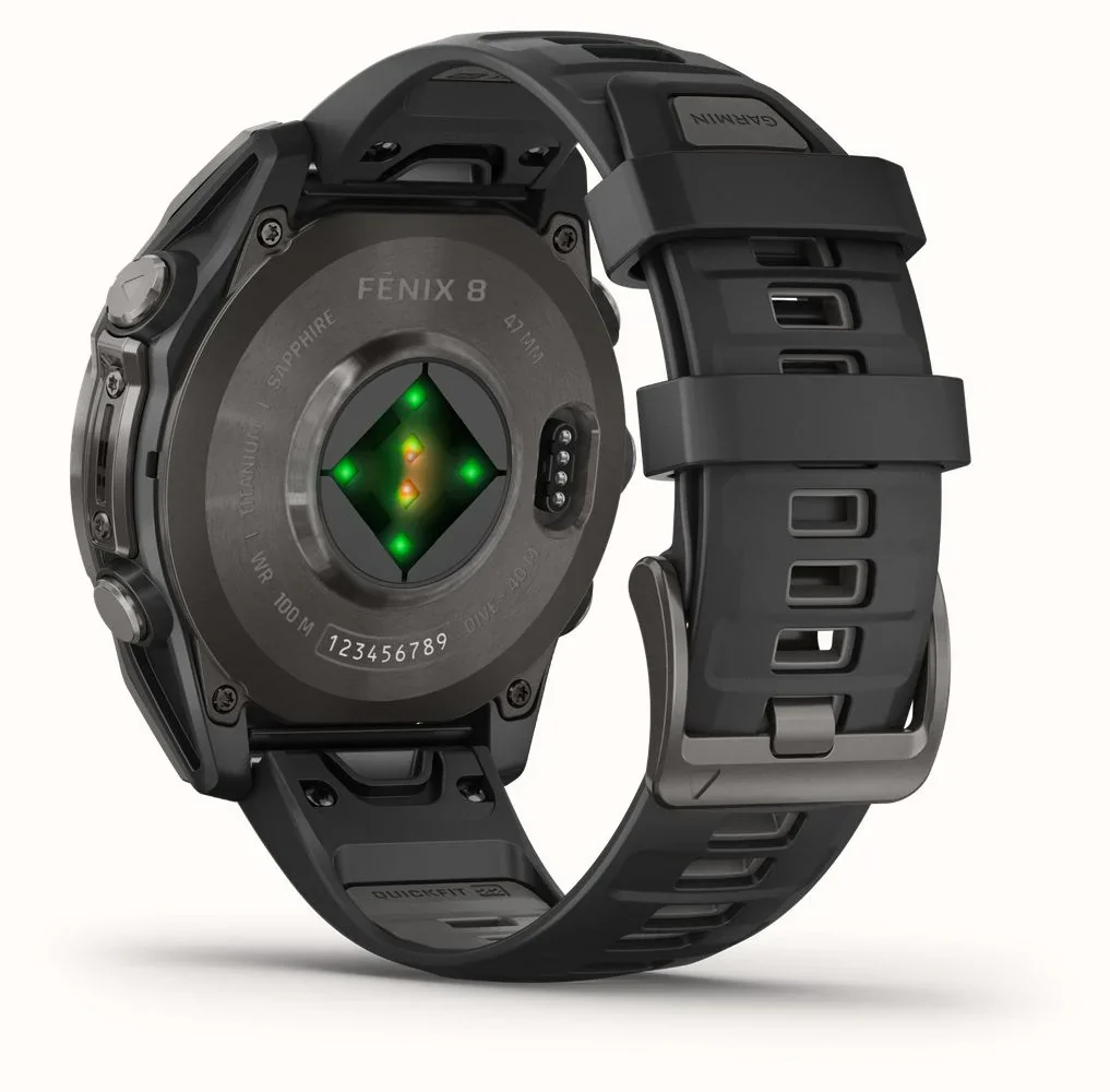 Garmin fēnix 8 AMOLED Sapphire GPS Smartwatch, 43mm Carbon Grey DLC Titanium Case with Black/Pebble Grey Silicone Strap - Good - Image 4