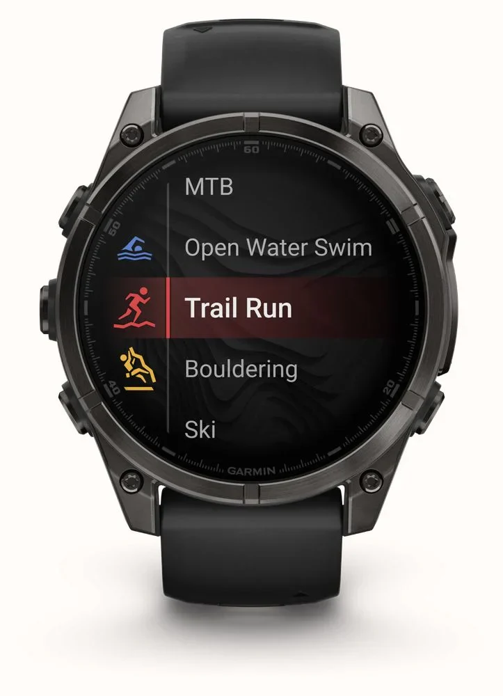 Garmin fēnix 8 AMOLED Sapphire GPS Smartwatch, 43mm Carbon Grey DLC Titanium Case with Black/Pebble Grey Silicone Strap - Good - Image 9